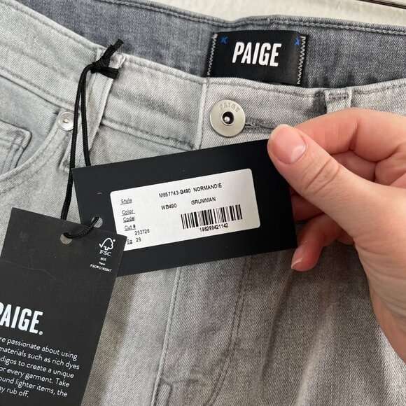 Paige Mens Normandie Jeans 29x34 Grumman Straight Leg Gray Denim - Picture 3 of 10